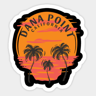 Dana Point California Sunset Skull and Palm Trees Sticker